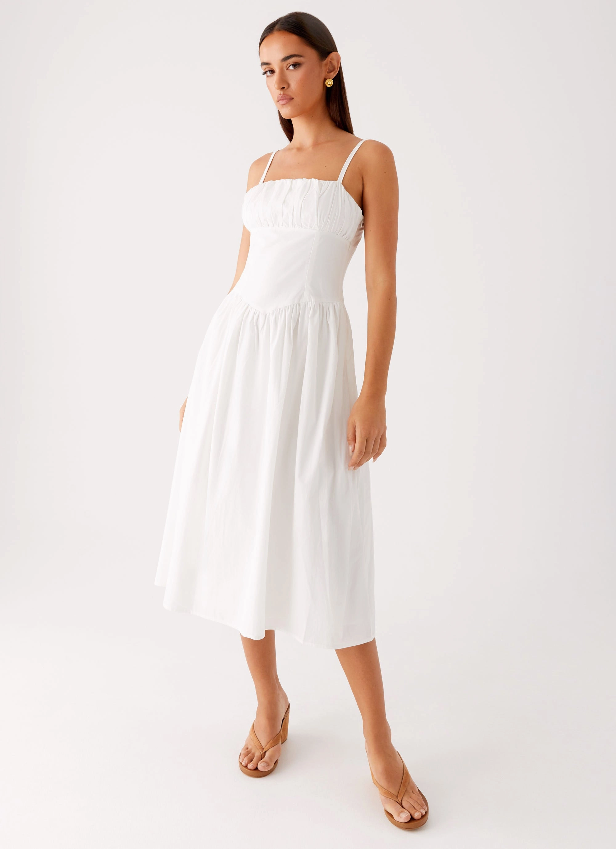 Sustainable-Lining Luxe Comfort Phillipa Midi Dress - White