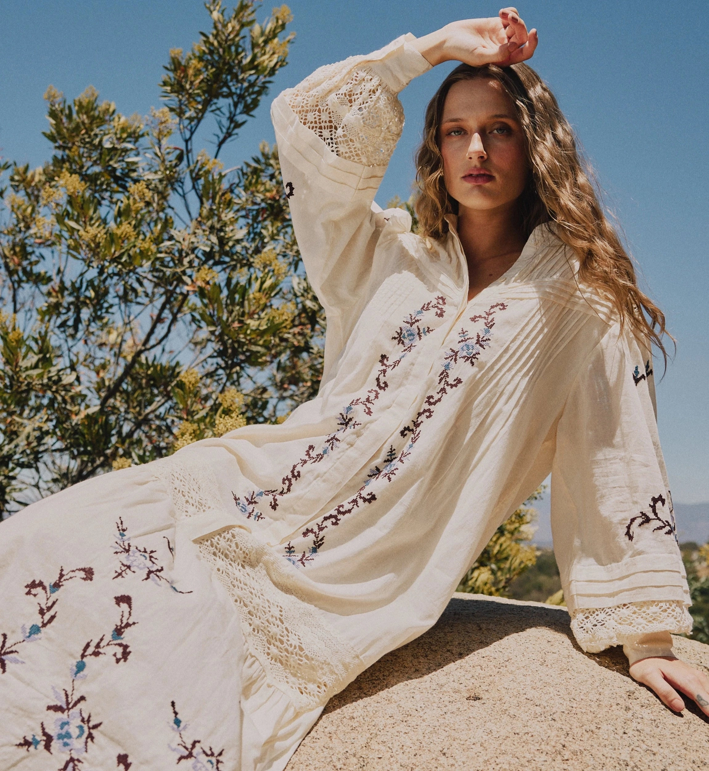 Transitional-Wear Pure Fabric Heidi Midi Dress | Ivory