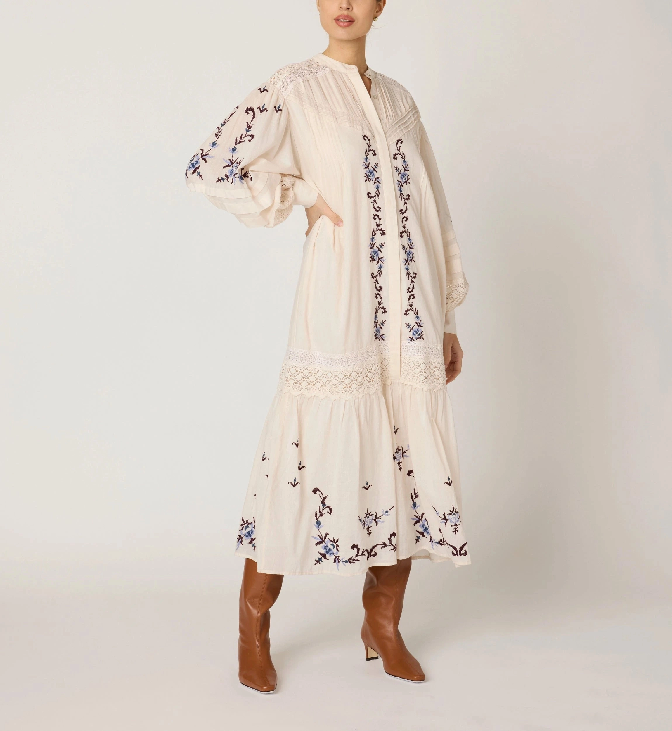 Vibrant Colors Crisp Texture Heidi Midi Dress | Ivory