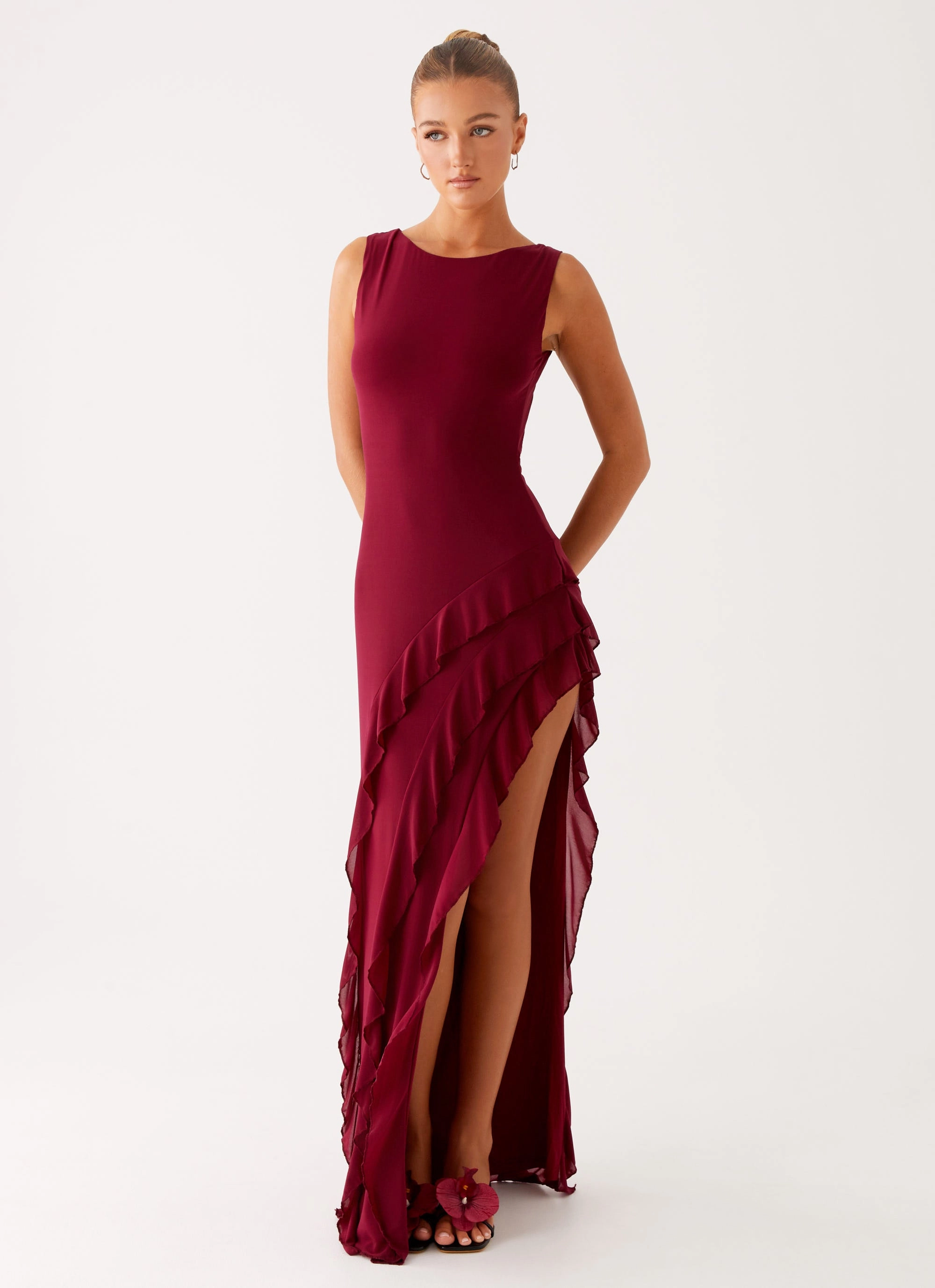 Hendrix Maxi Dress - Raspberry Wine Minimal Design Perfect Shape