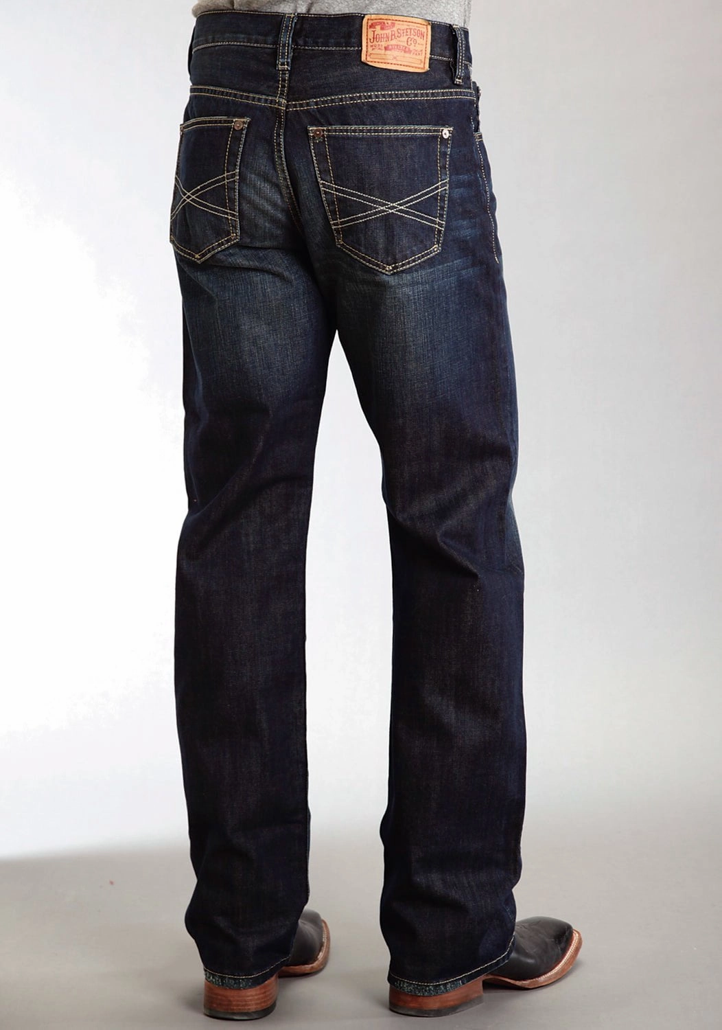 Stetson Mens 1312 Destructed Double Needle X Blue 100% Cotton Jeans Weekend Warrior Smooth