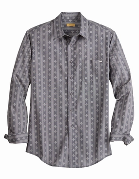 Everyday Essential ethical fashion Tin Haul Mens Vintage Stripe Grey 100% Cotton L/S Shirt