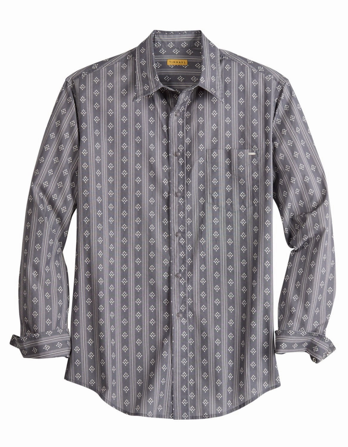 Tin Haul Mens Vintage Stripe Grey 100% Cotton L/S Shirt Reinforced Elasticity Sustainable production