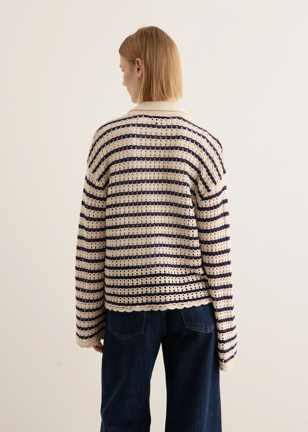 Khloe Stripe Cardigan Zero Waste Knitting Technique Temperature Regulating Knit