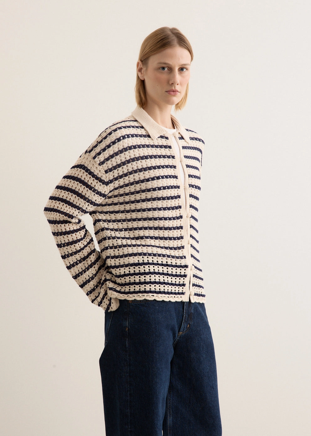 Khloe Stripe Cardigan Street Ease Ventilation Panel