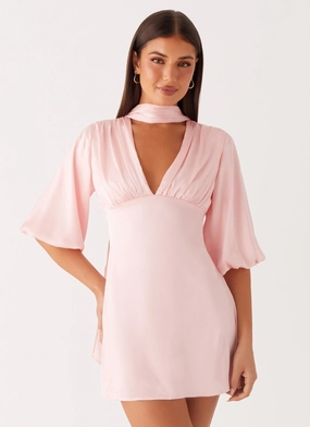 Mary Mini Dress - Pink All Fit Style Flowy-Shape