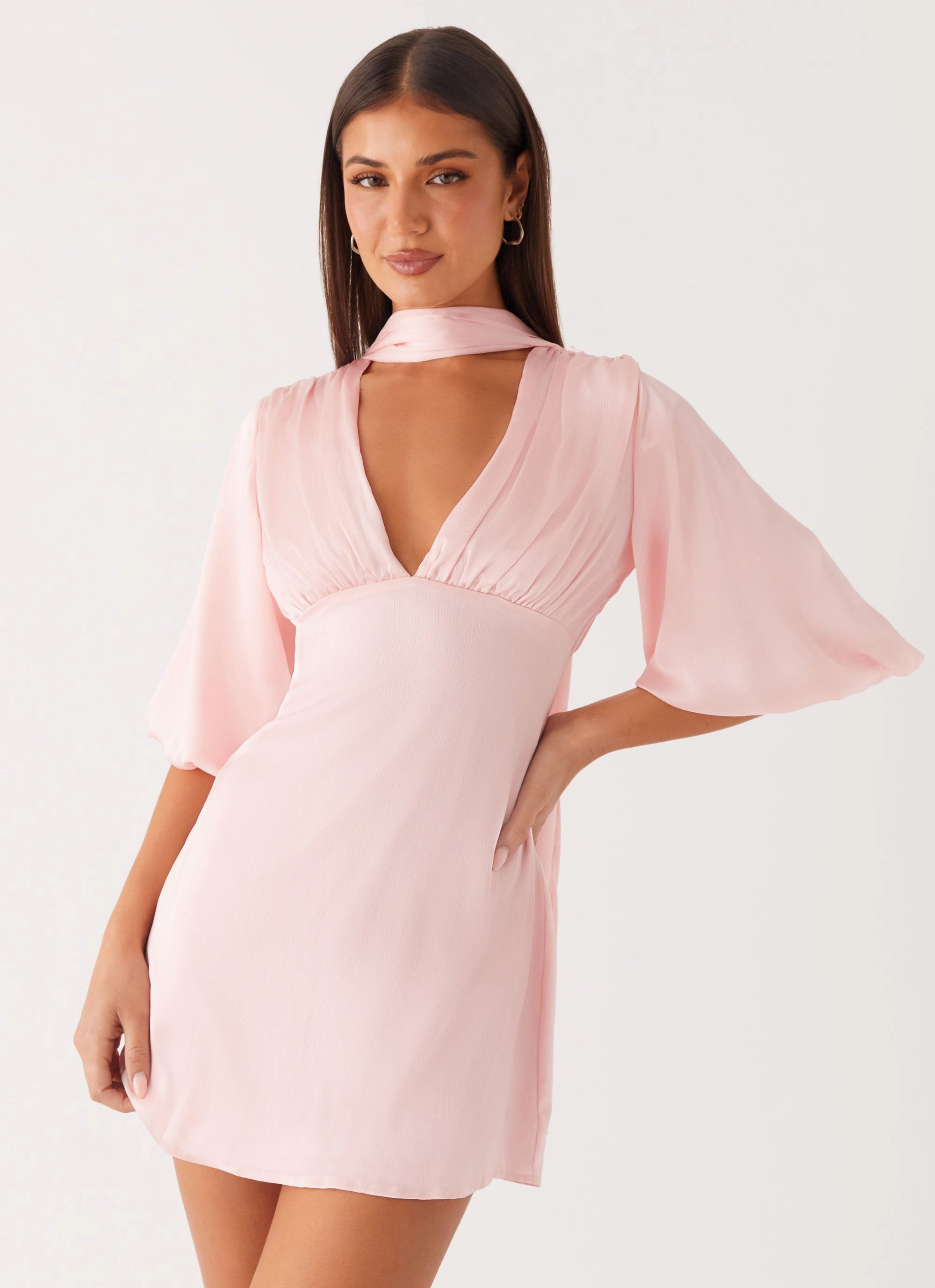 Soul Warm Satin Layers Mary Mini Dress - Pink