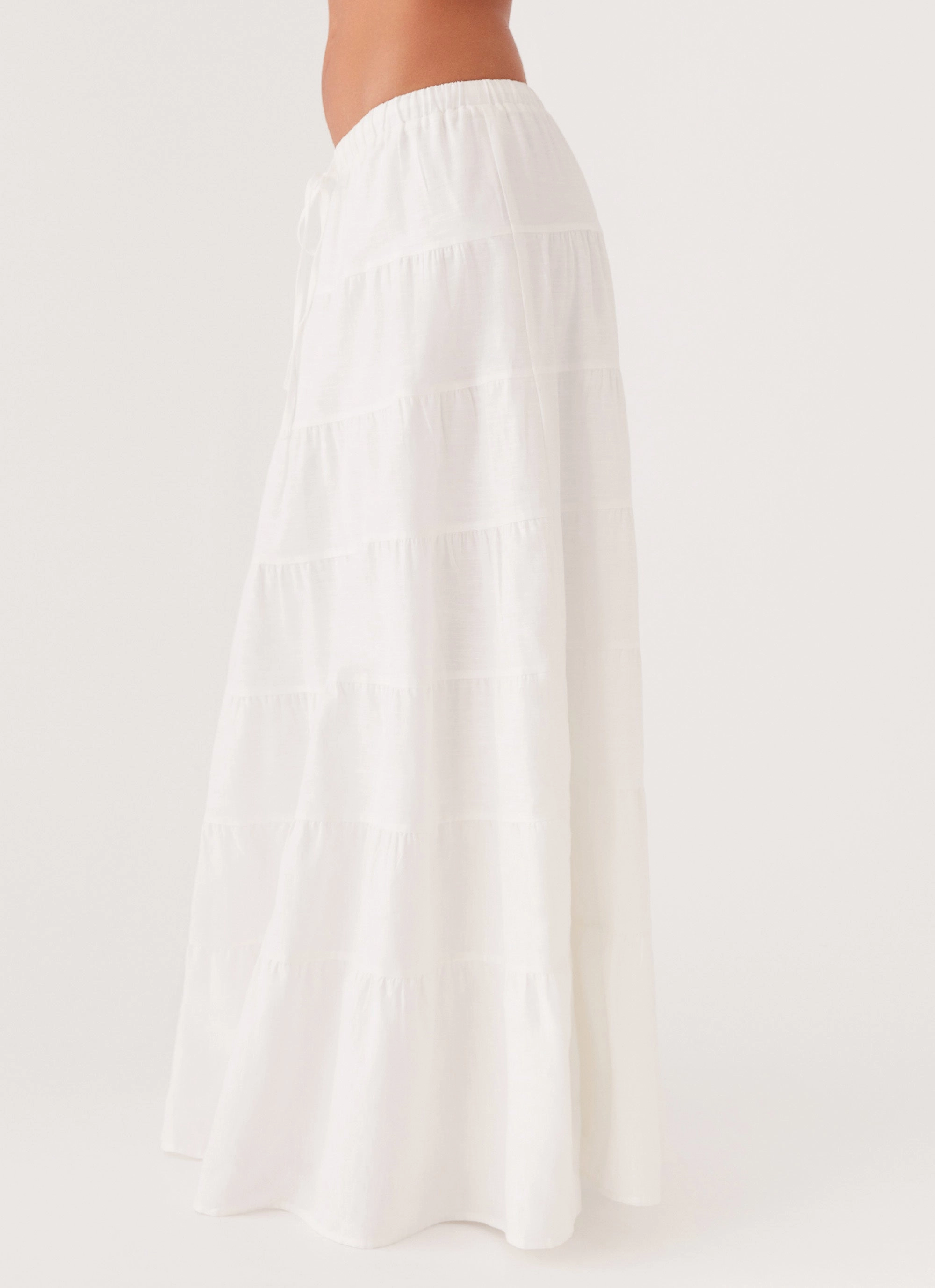 Mariella Linen Maxi Skirt - White FoldableFeature Compact Weave Fabric