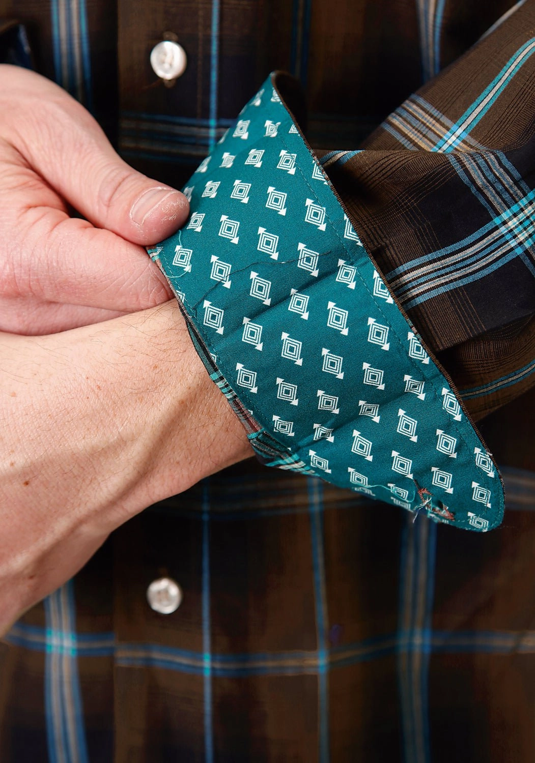 Roper Mens Dark Chocolate 100% Cotton Plaid BD L/S 1 Pkt Shirt Anti Pilling Finish