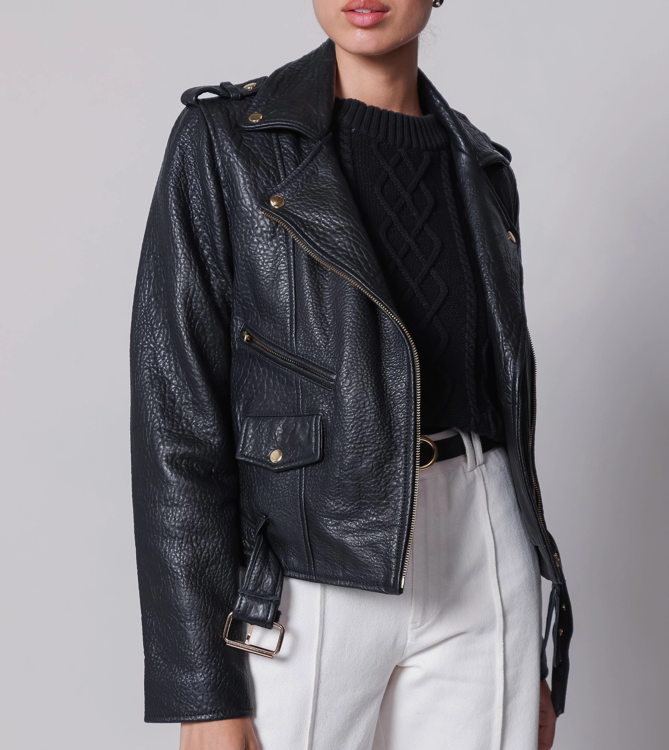 All Season Knitwear Asher Leather Jacket | Black