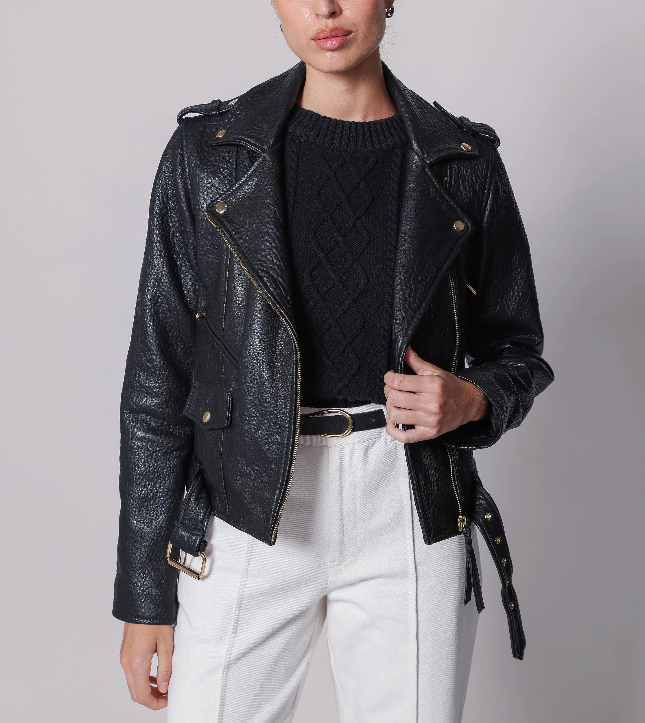Layered Must-Have Asher Leather Jacket | Black
