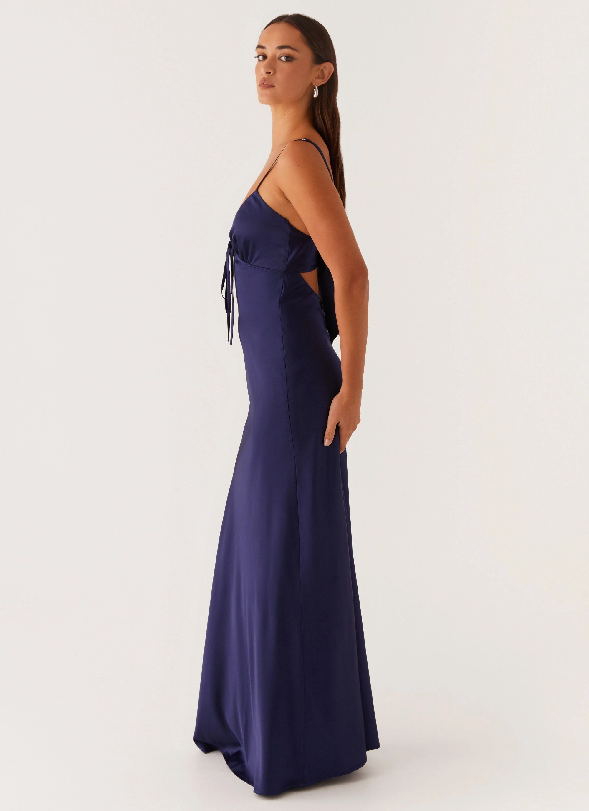 Flora Satin Maxi Dress - Navy Chic Layers