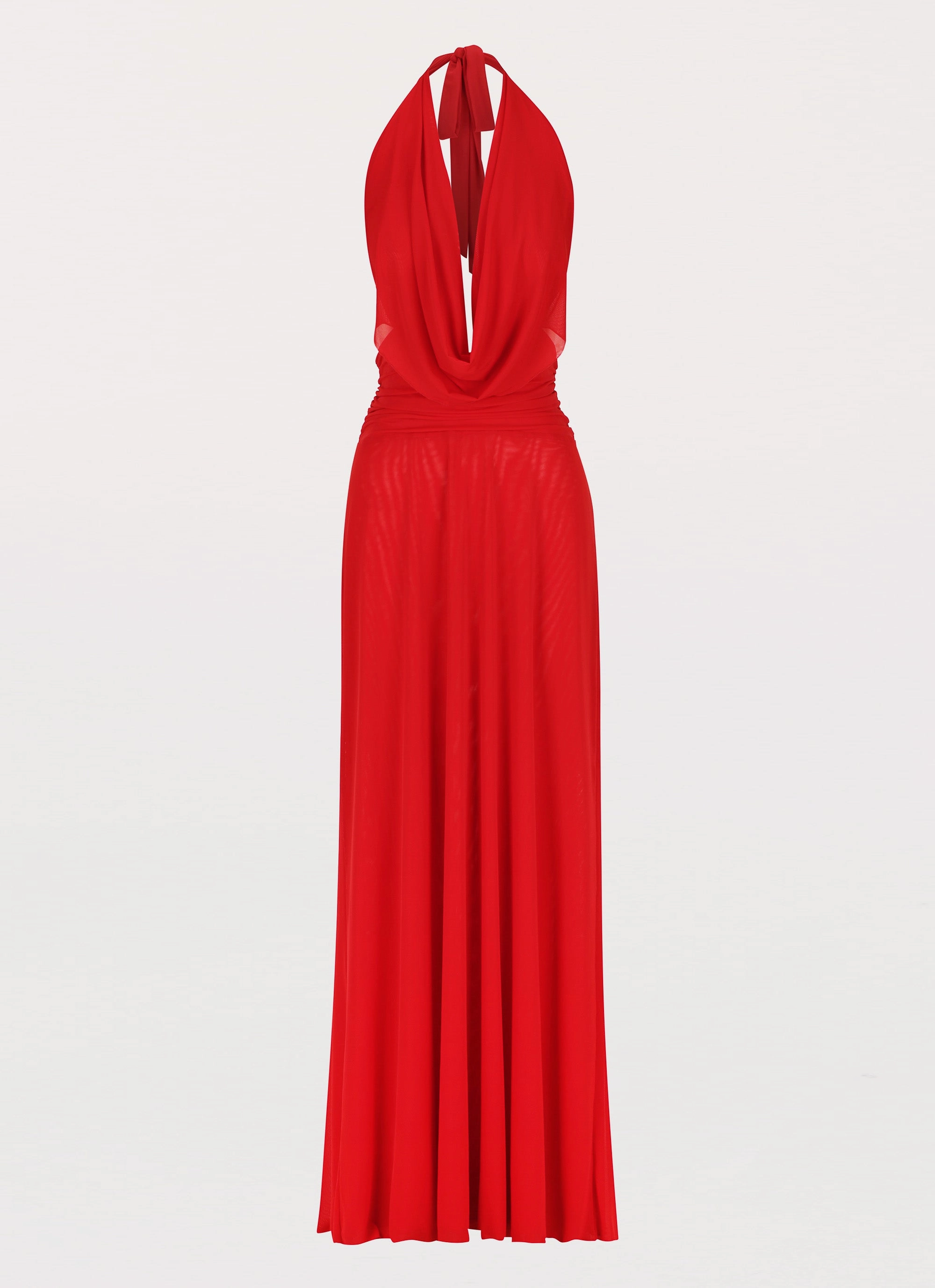 Polished Fit Smooth Vibes Elysia Mesh Maxi Dress - Cherry Red