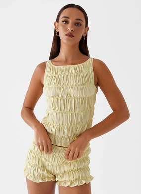 AllSeason Wearability Messina Ruched Tank Top - Yellow