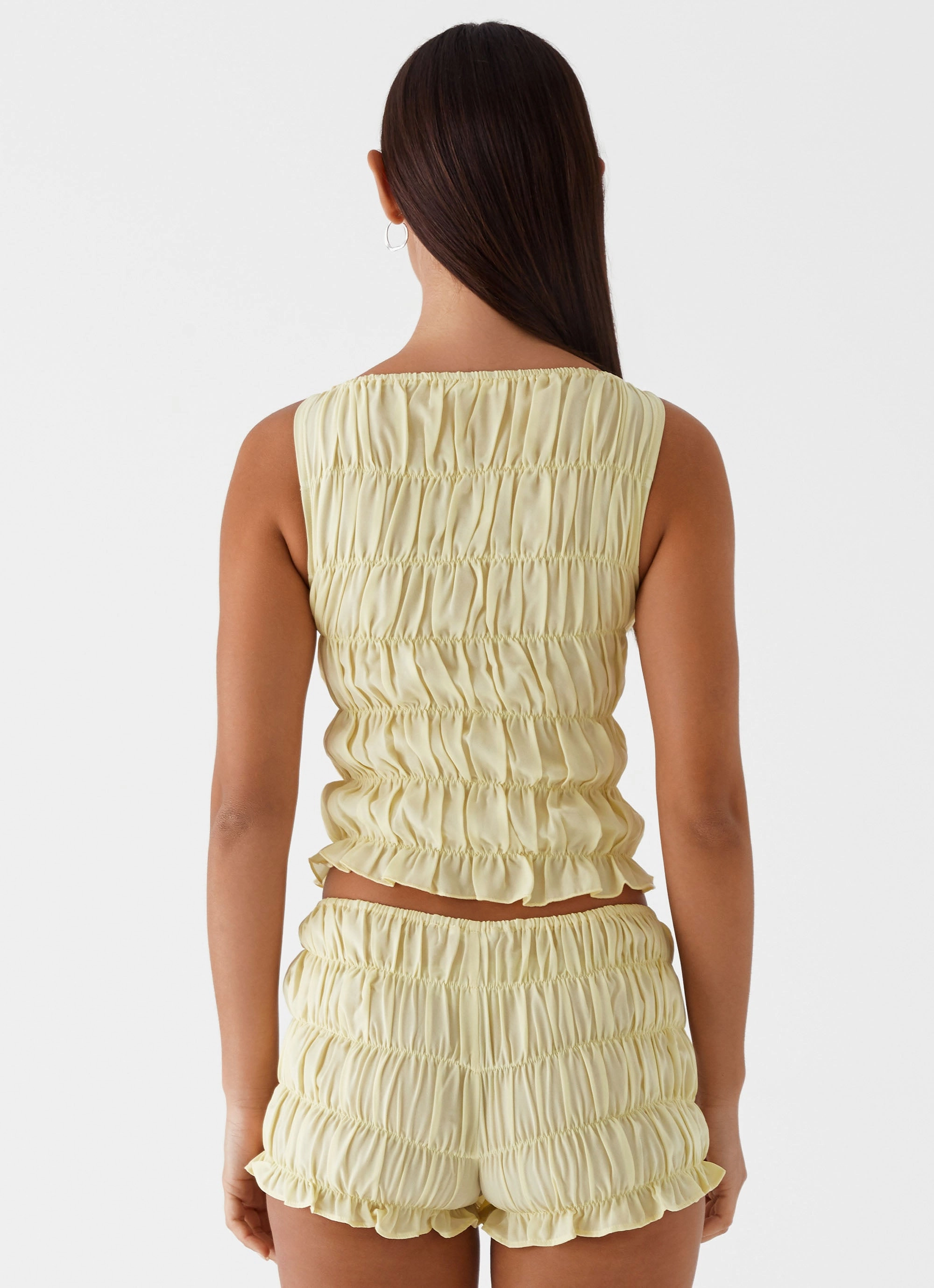 SoftTouch Messina Ruched Tank Top - Yellow