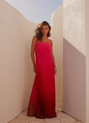 Marianne Maxi Dress - Fuchsia Gradient Shine Skin