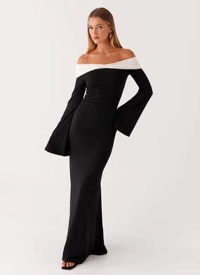 Dance-Party Basic Mood Hits Different Long Sleeve Maxi Dress - Black