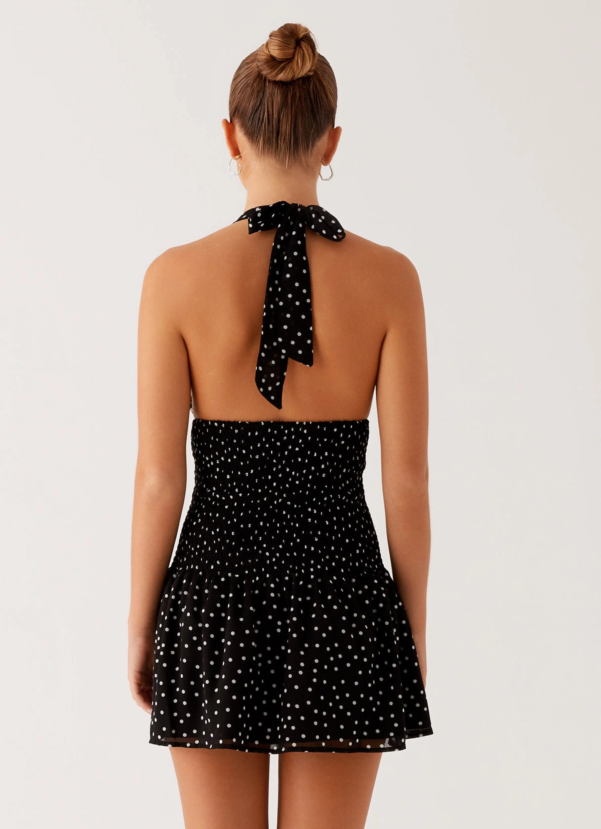 Holden Mini Dress - Black Polka Dot Free Shape