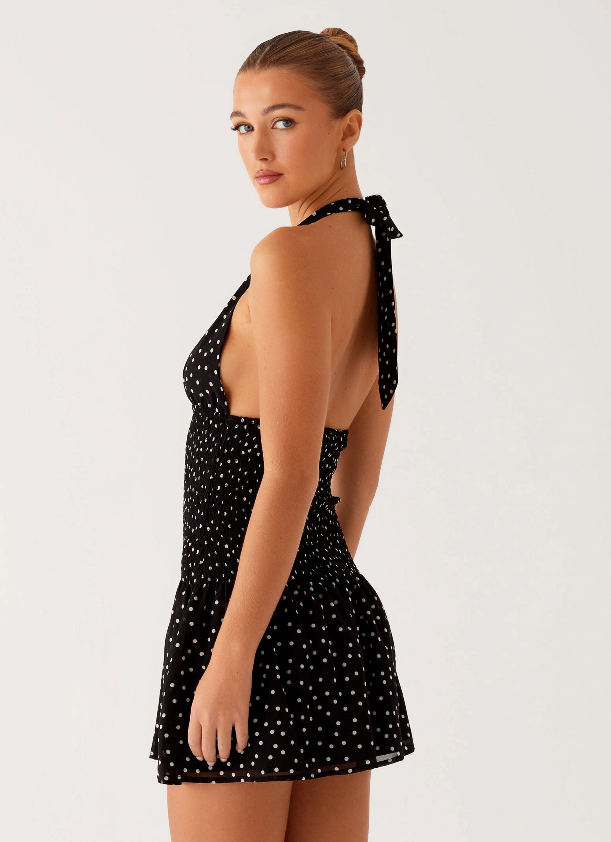 Easy Pairing Work Fit Holden Mini Dress - Black Polka Dot