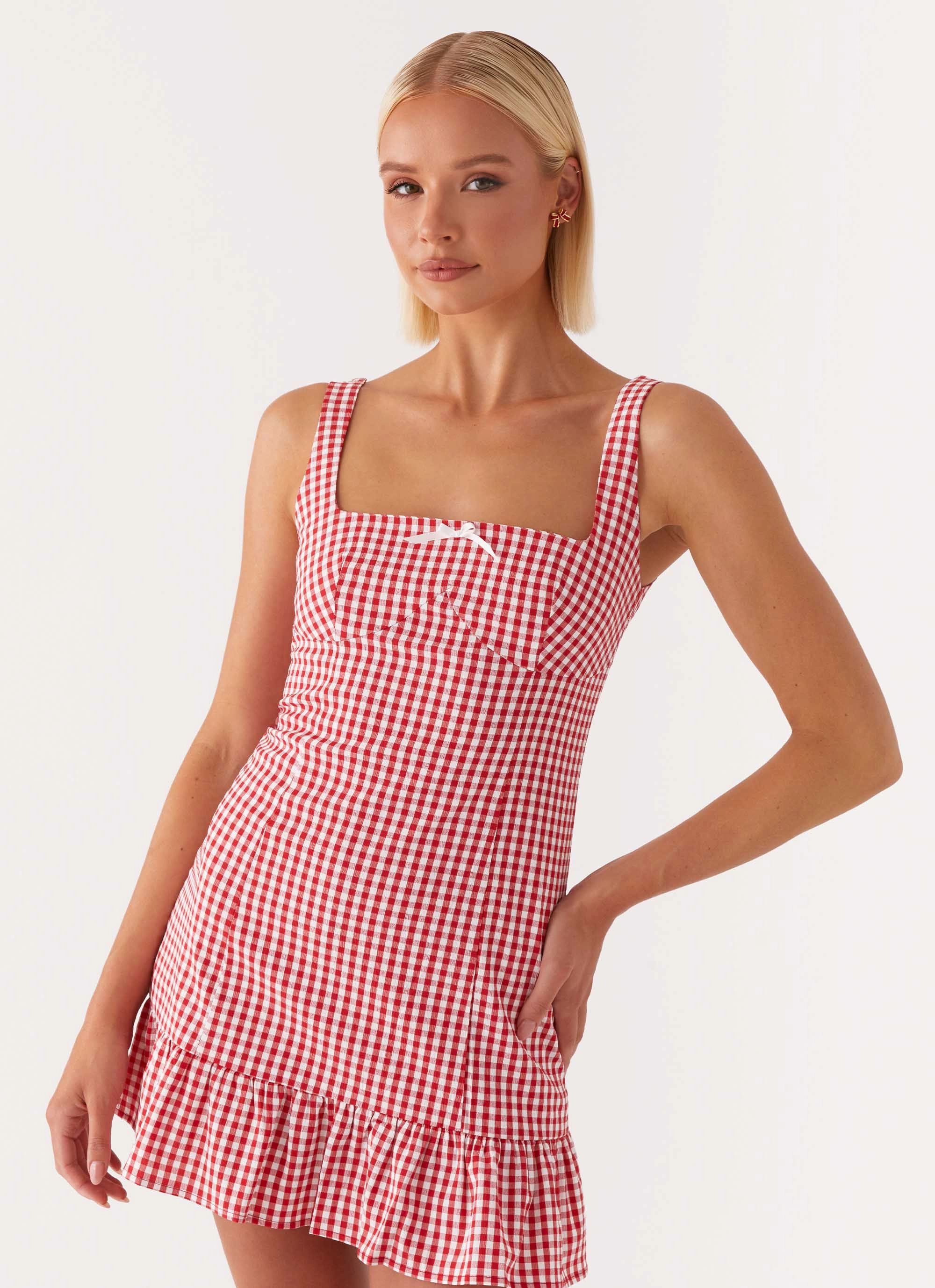 Honesty Mini Dress - Red Gingham Petite-Size Bold Movement