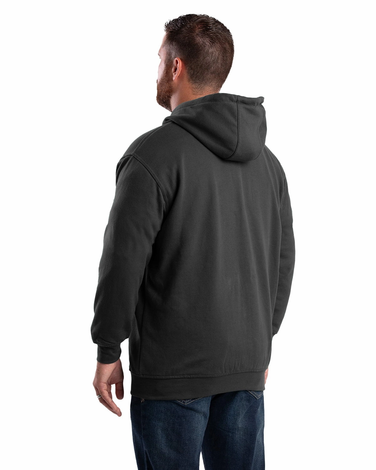 Monochrome Palette Berne Apparel Mens Heritage Thermal-Lined Zip Black Cotton Blend Hoodie