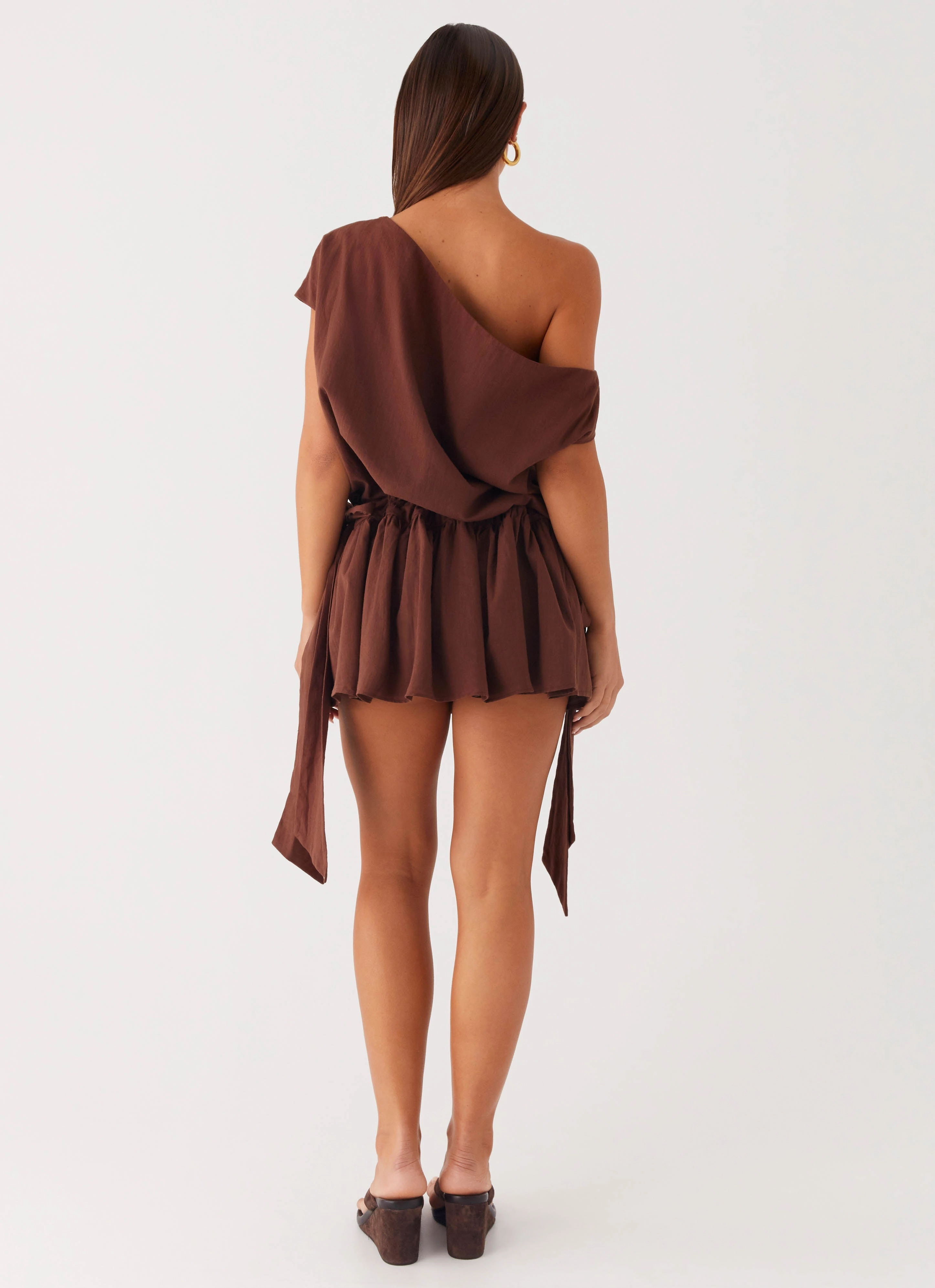 Timeless Soft Ribbed-Texture Ettie Mini Dress - Chocolate