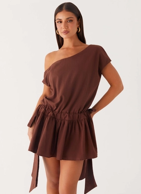 Casual and Stylish Soft-touch daywear Ettie Mini Dress - Chocolate