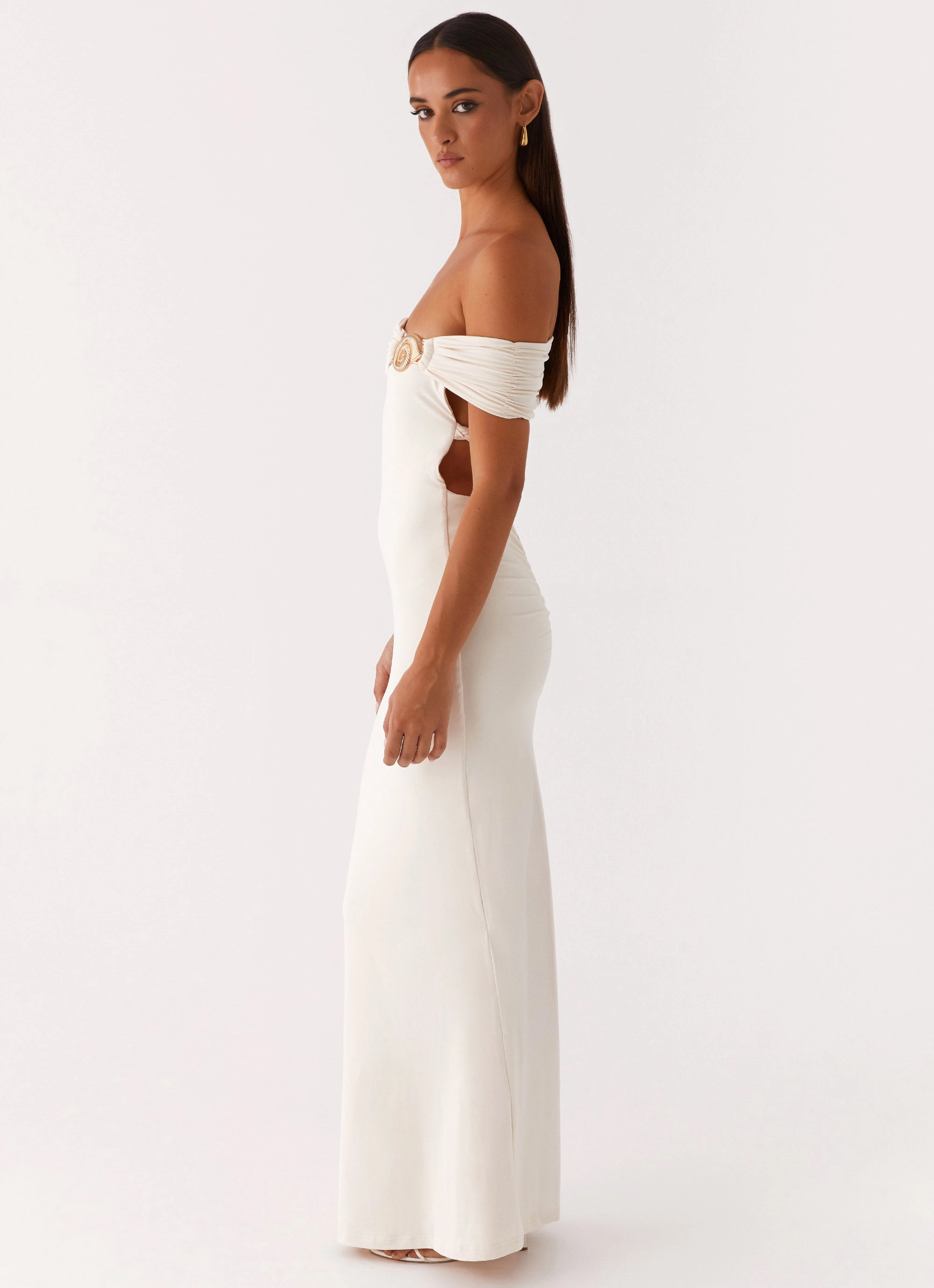 Soft Vibes Fall Silhouette Illusion Maxi Dress - Ivory