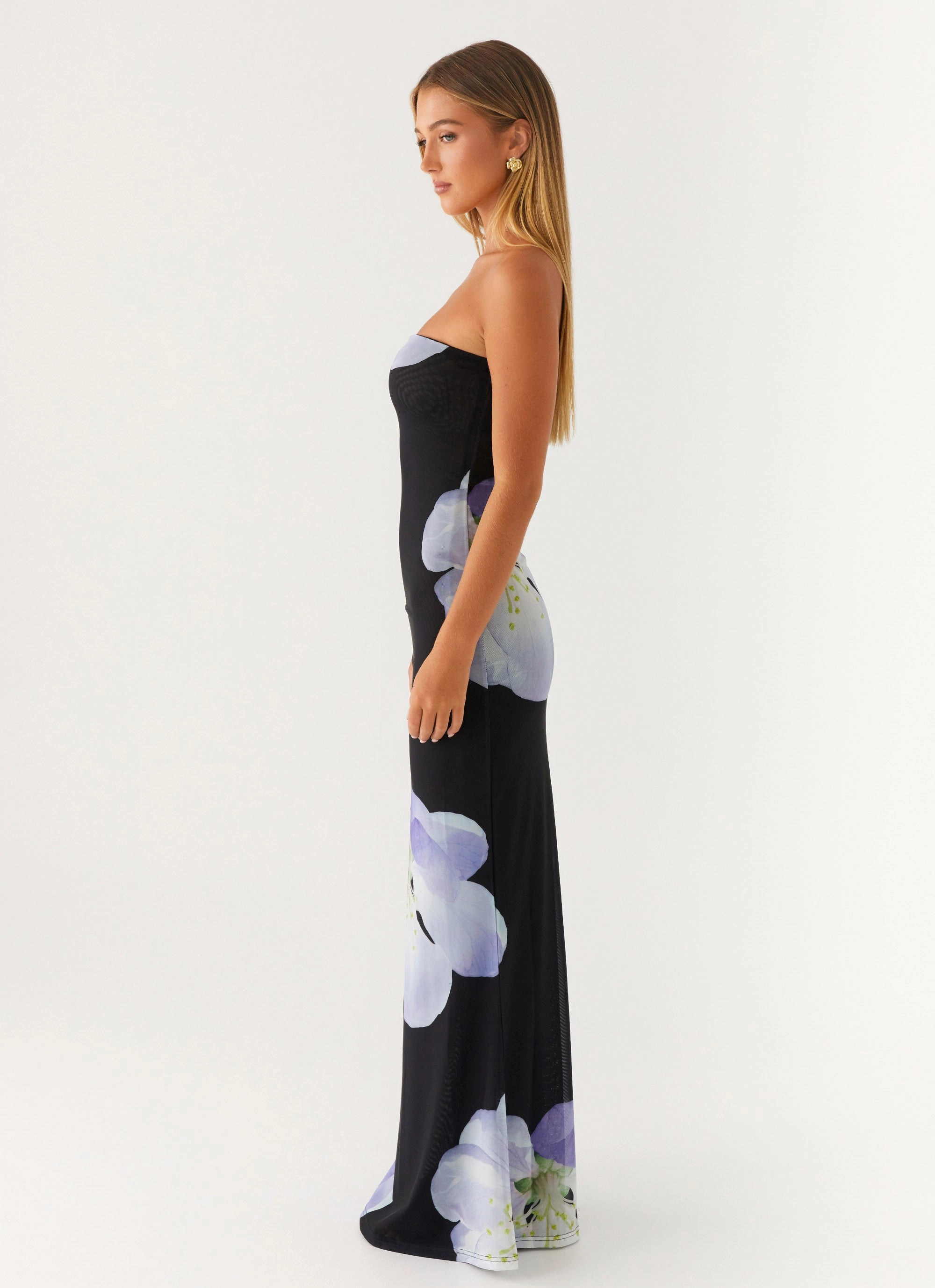 Jorja Maxi Dress - Flower Print Soft Neutral Durable-Fabric