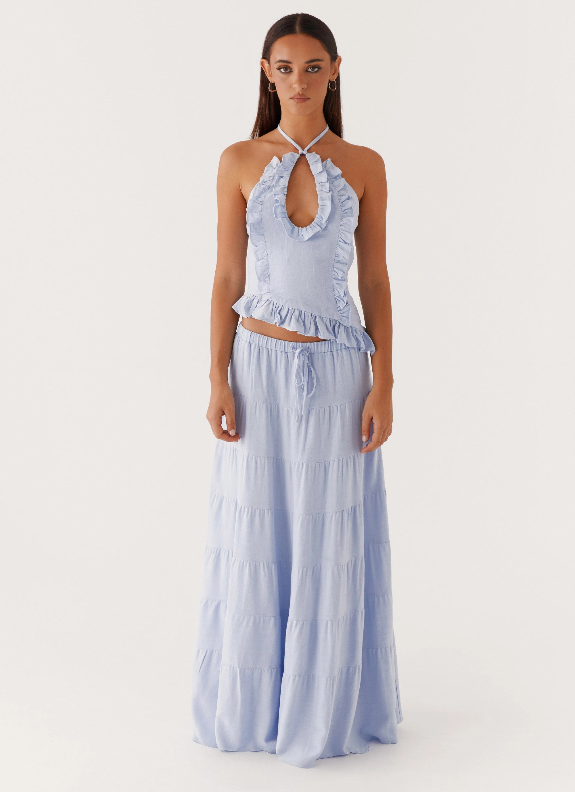 Mariella Linen Top - Blue Cozy Sweater Everyday Style