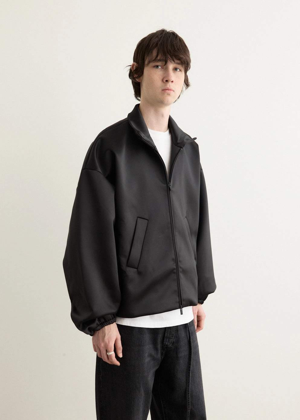 Bonded Satin Zip-Up Bomber Comfortable Urban Piece