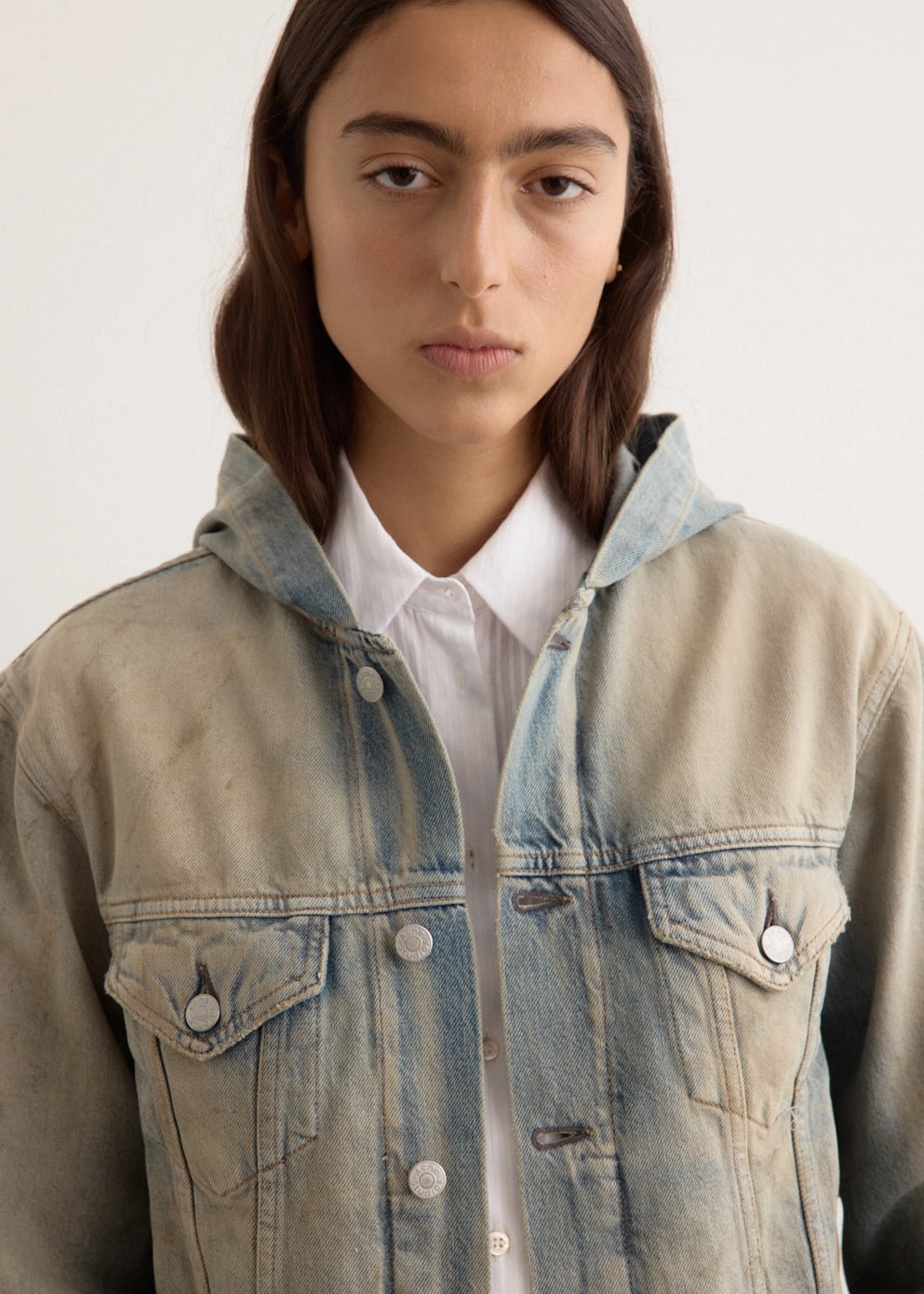 Quilted Insulation One Color Denim Jacket