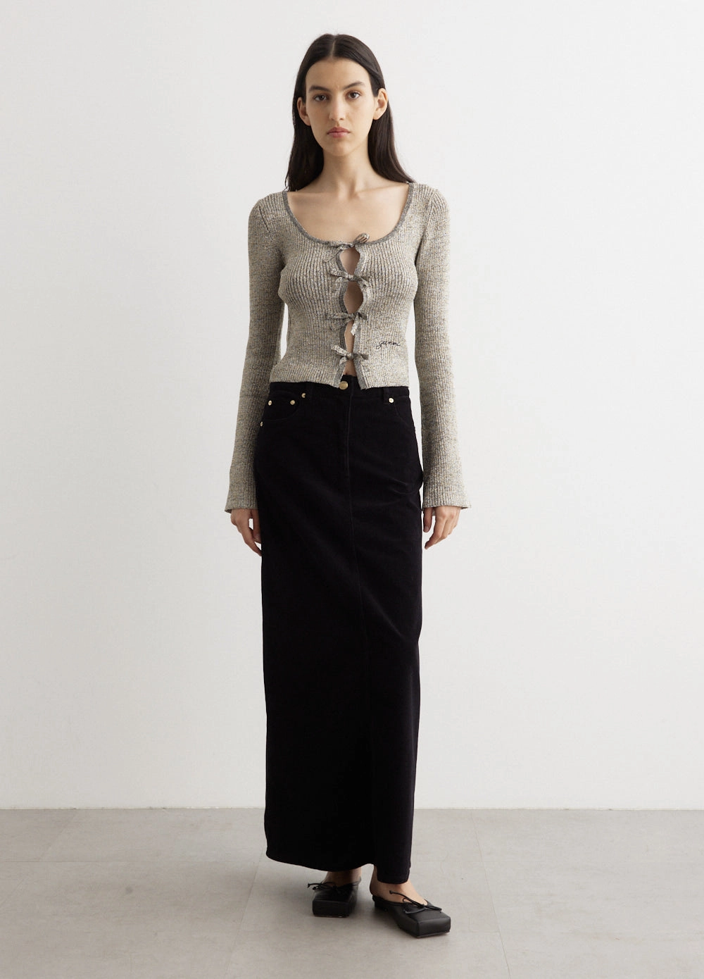 Sparkle Rib Blouse Turtle Neck Variant