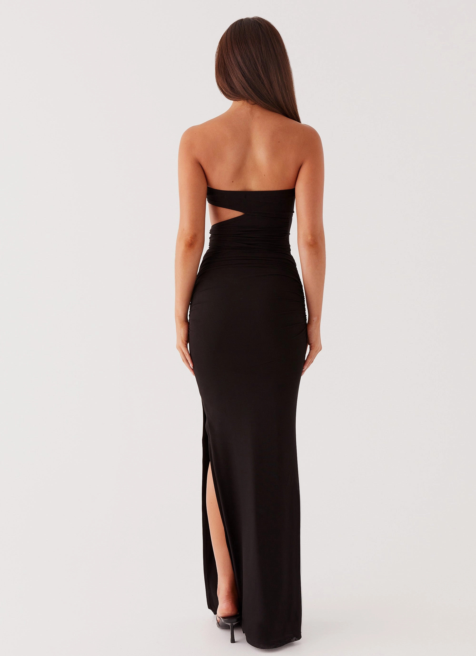 Sheer Layer Into Pieces Mesh Maxi Dress - Black