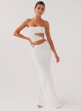 Into Pieces Mesh Maxi Dress - White Soft and Light Comfy Design