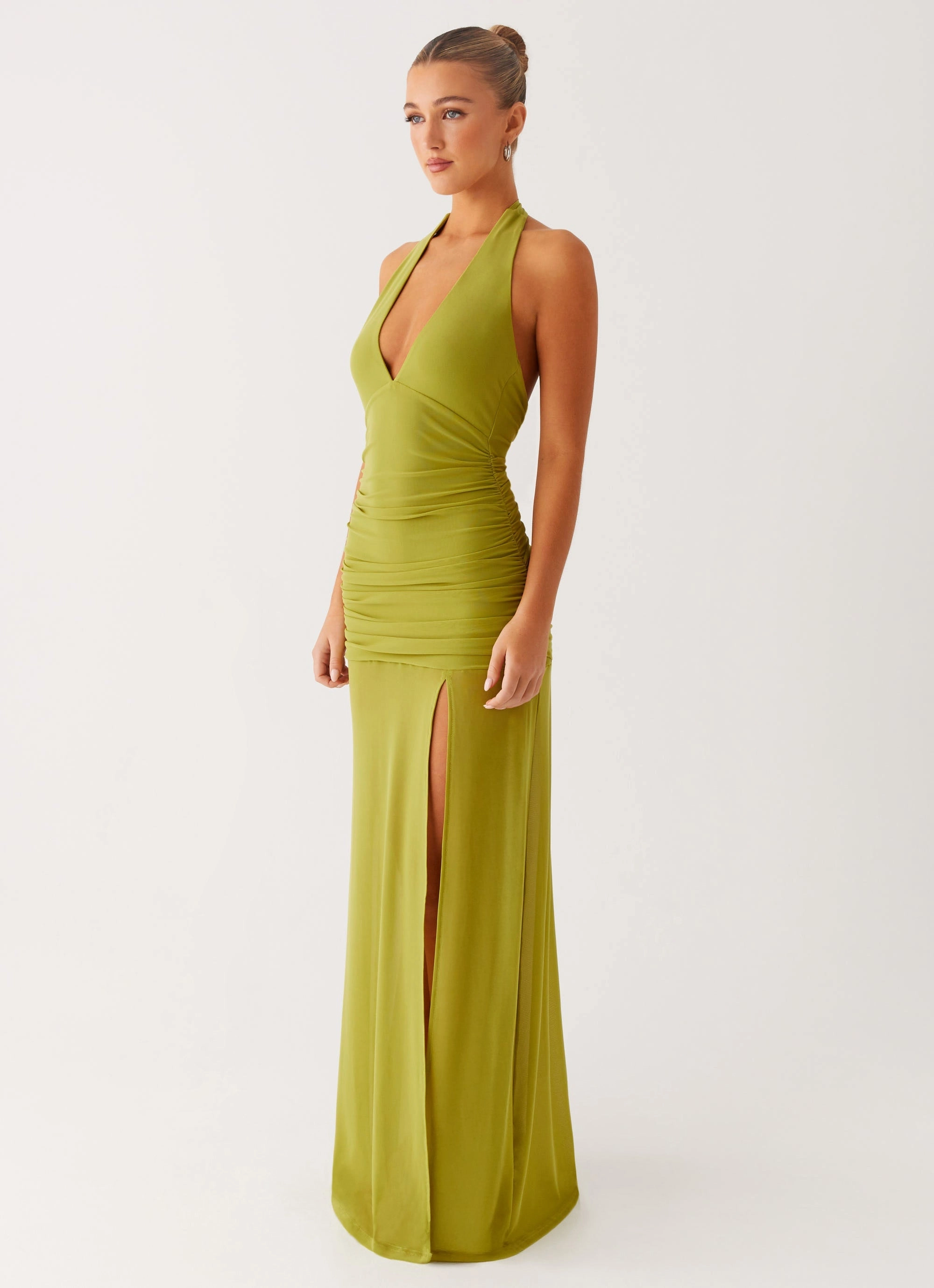 Structured-Shape Low Key Island Muse Dress - Lime