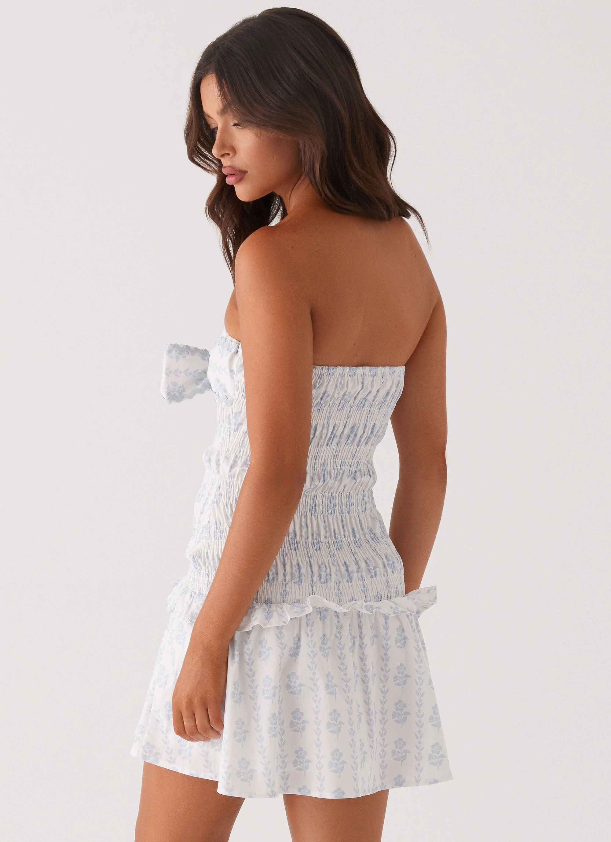 Izi Shirred Mini Dress - Sweet Daydream Print Happy Fit