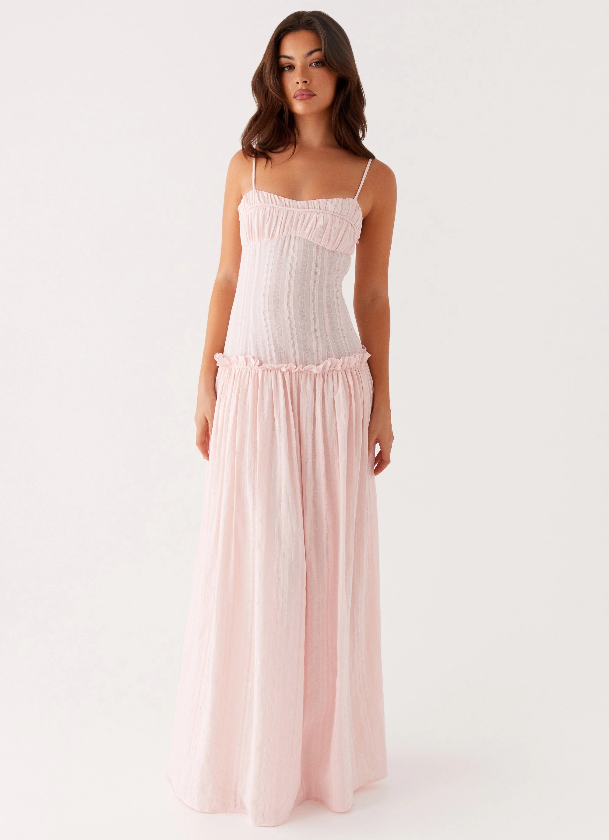 Airy Base Stylish Choice Jacinda Drop Waist Maxi Dress - Pink