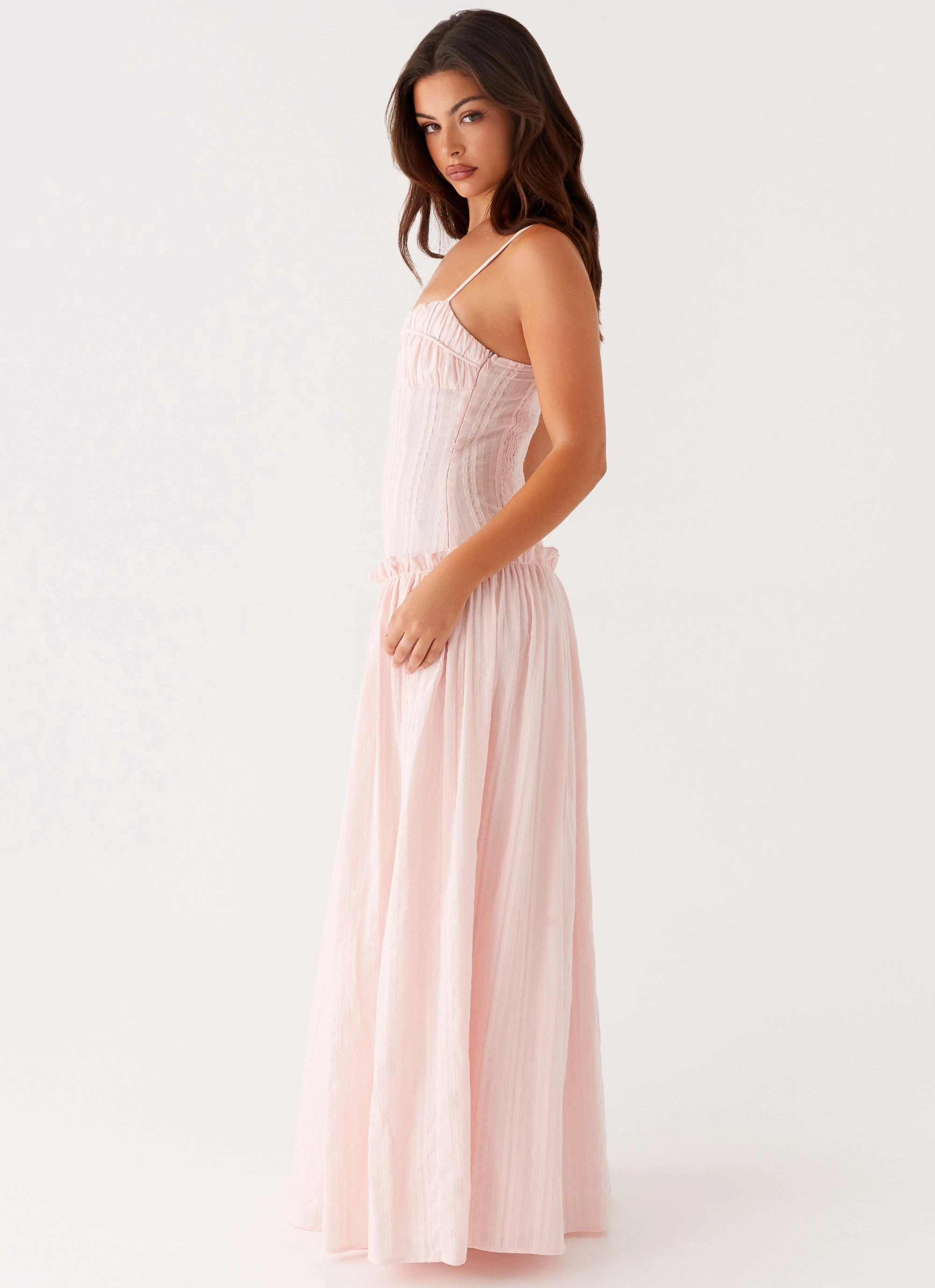 Jacinda Drop Waist Maxi Dress - Pink Relaxed Line