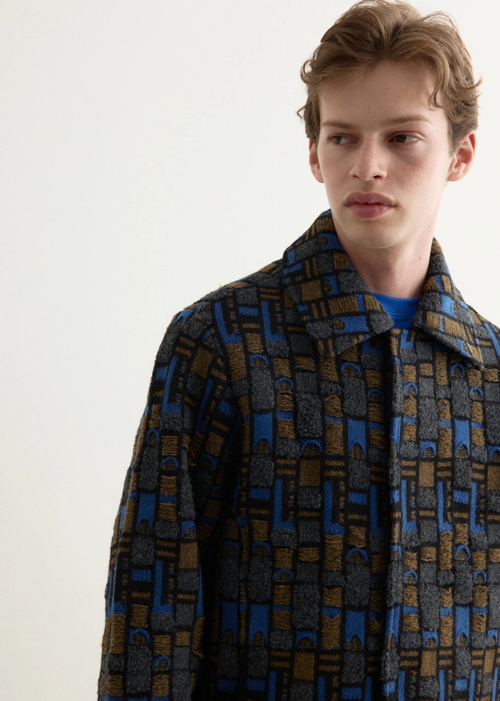 Jacquard Knit Jacket Subtle Design Detail On Duty Layer