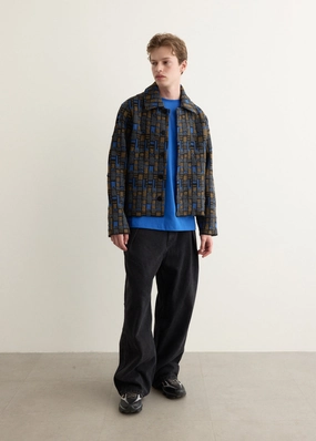 Jacquard Knit Jacket Shawl Lapel