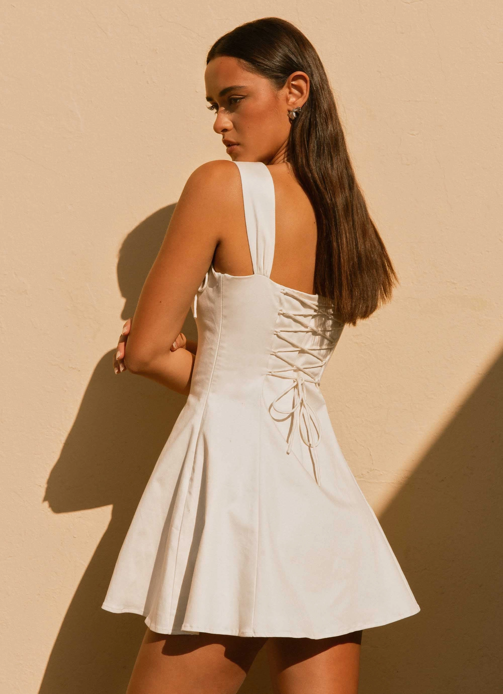 Date-Night Jamaya Tie Mini Dress - Ivory