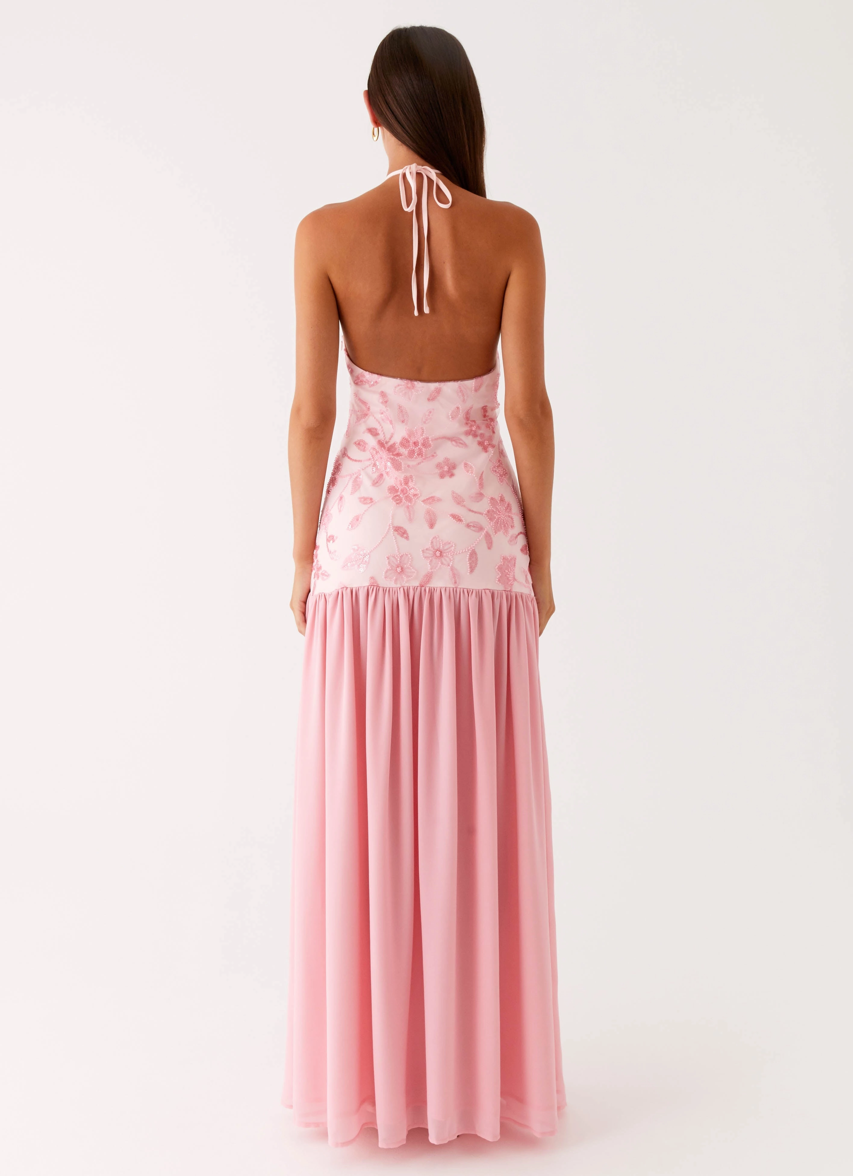 Janelle Beaded Maxi Dress - Pink Petite friendly