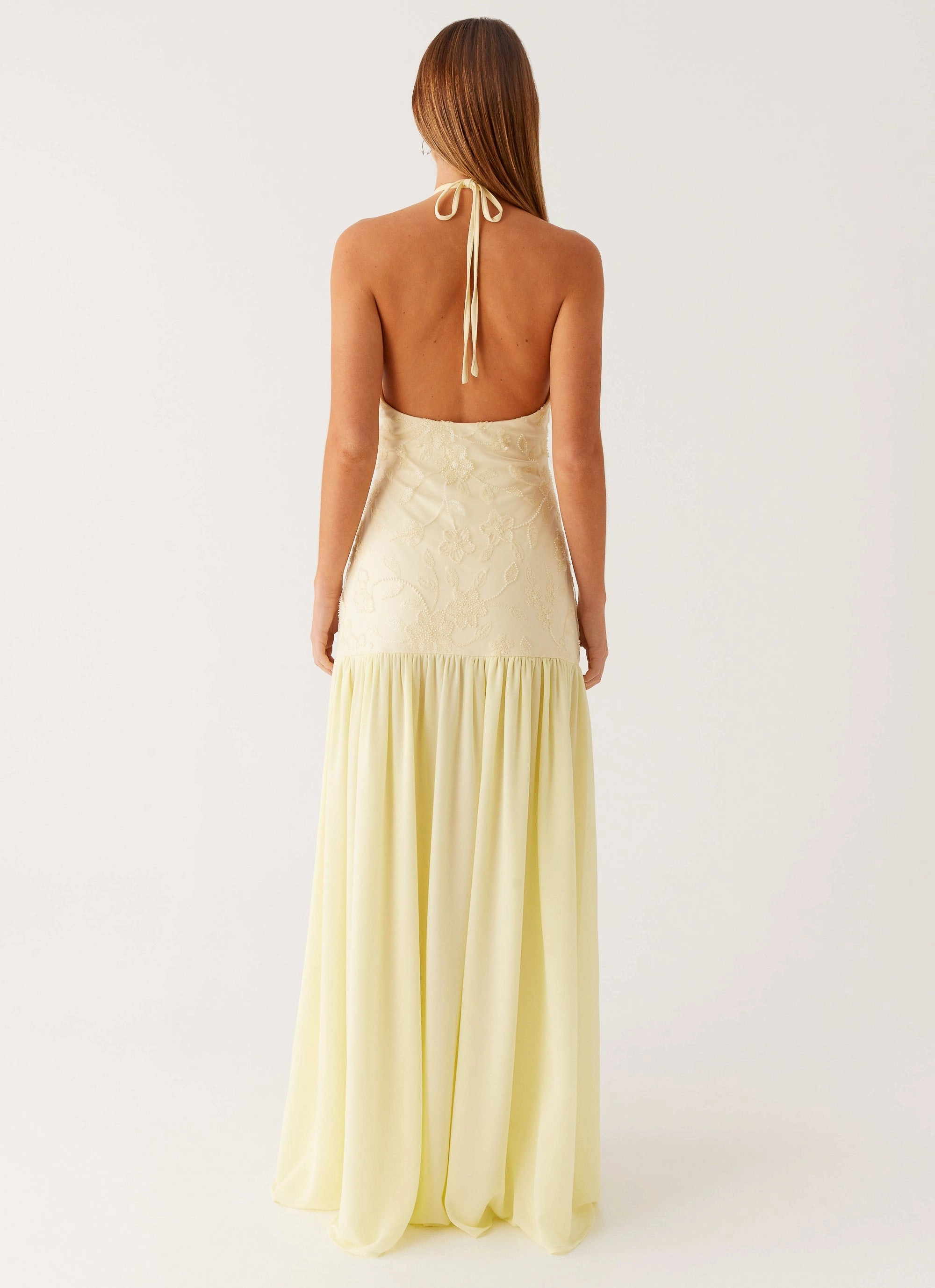 monochrome Bridal-Shower Janelle Beaded Maxi Dress - Yellow