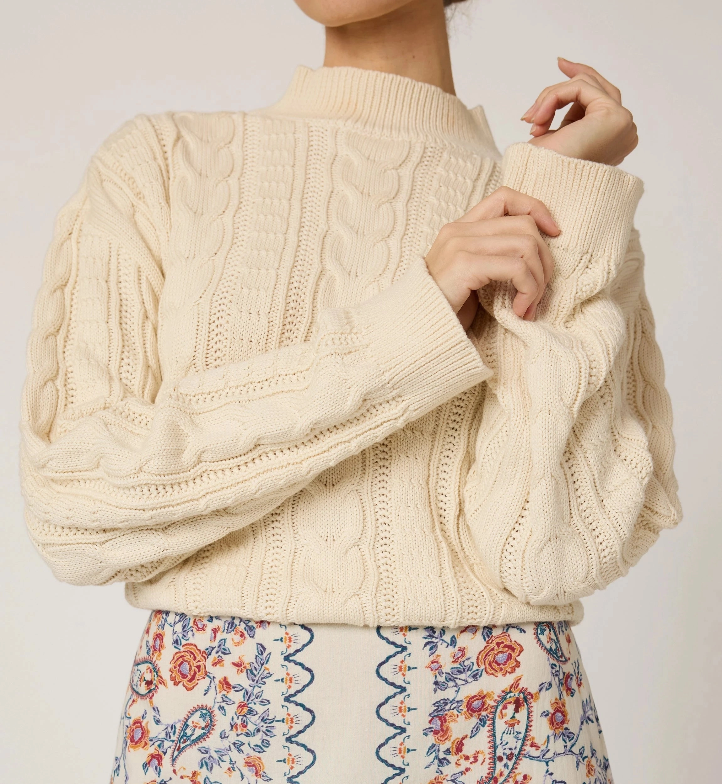 Janie Sweater | Ivory Durable Reinforced Elbows Classic Knit