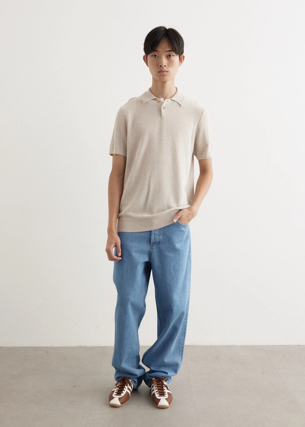 Jay Knit Polo Ribbed Collar Detail