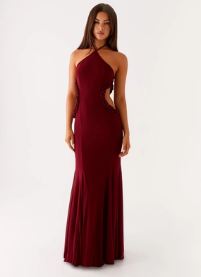 Jemima Maxi Dress - Raspberry Wine Mix-And-Match Sleek Vibe