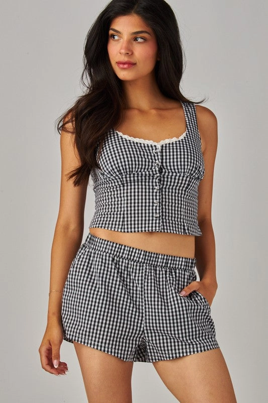 Jennie Gingham Boxer Shorts raincoat