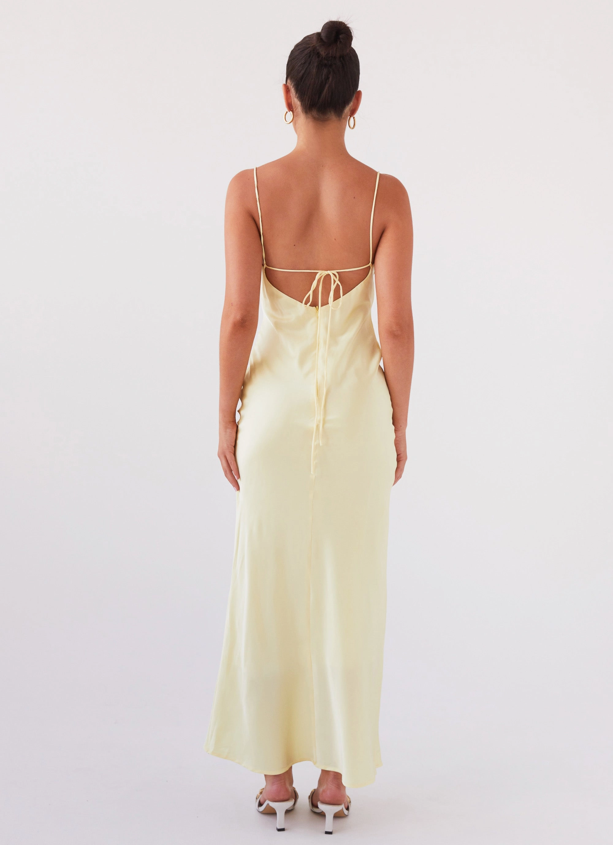 Evening Wear Joanna Satin Maxi Dress - Lemon
