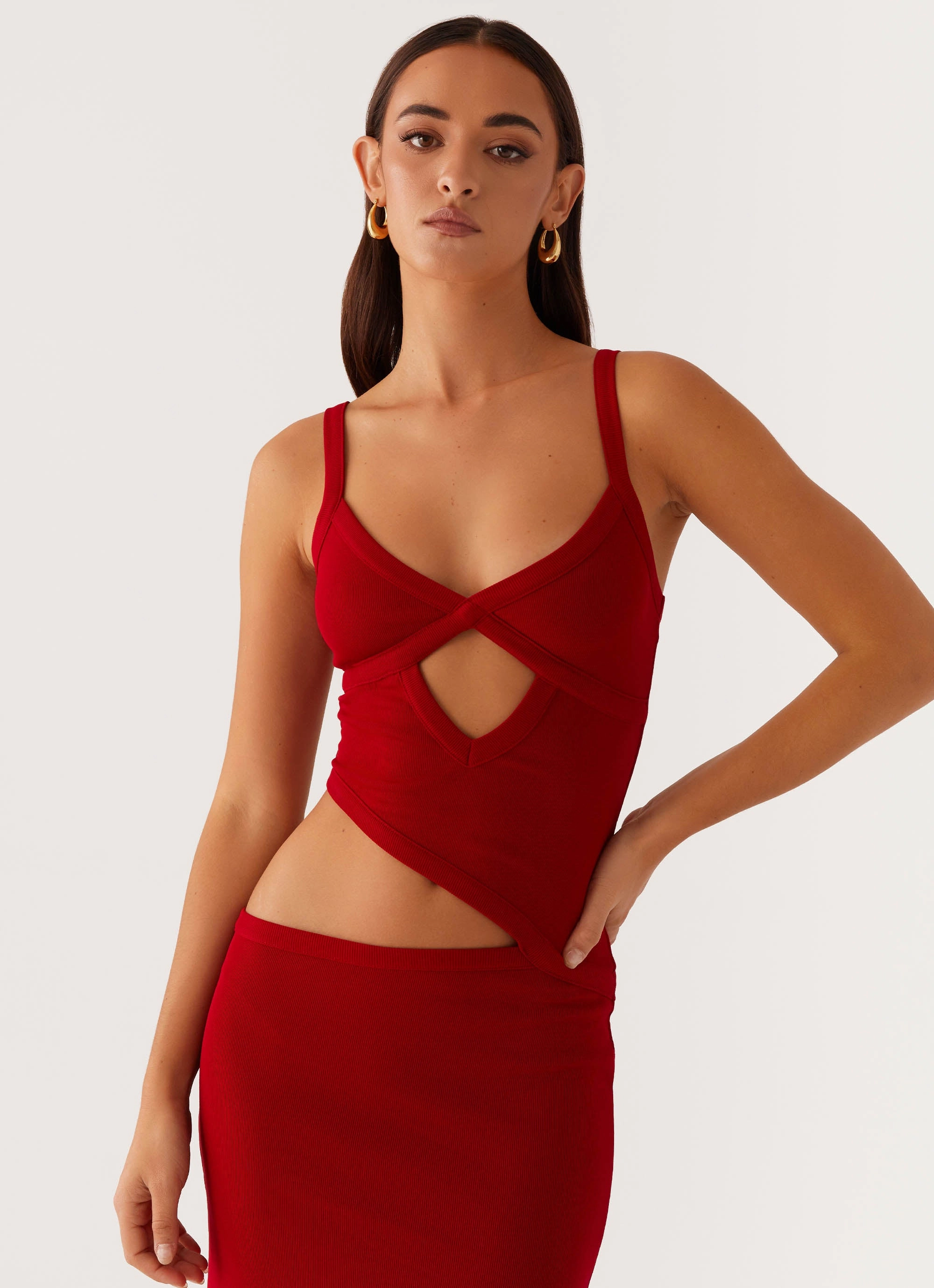 Jocelyn Maxi Dress - Red Zip Ease